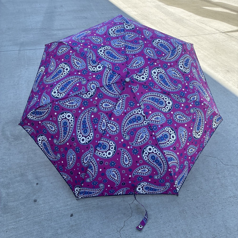 Vera Bradley Automatic Open/Close Umbrella Violet Paisley