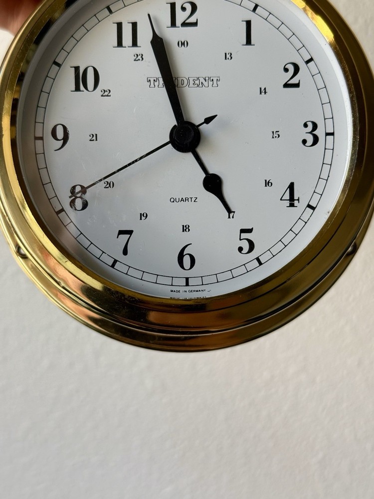 Weems & Plath Trident Mountable Brass German Quartz Clock West Germany Tested