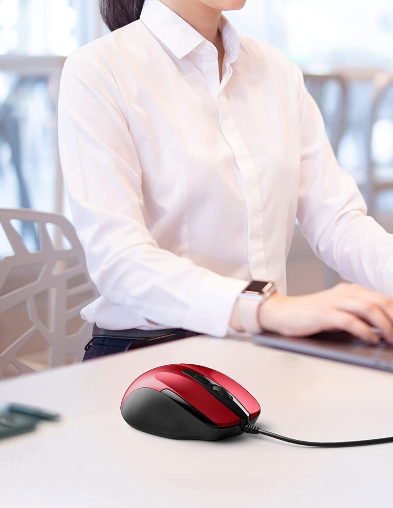 TECKNET 6-Button USB Wired Mouse with Side Buttons, Optical Computer Mouse