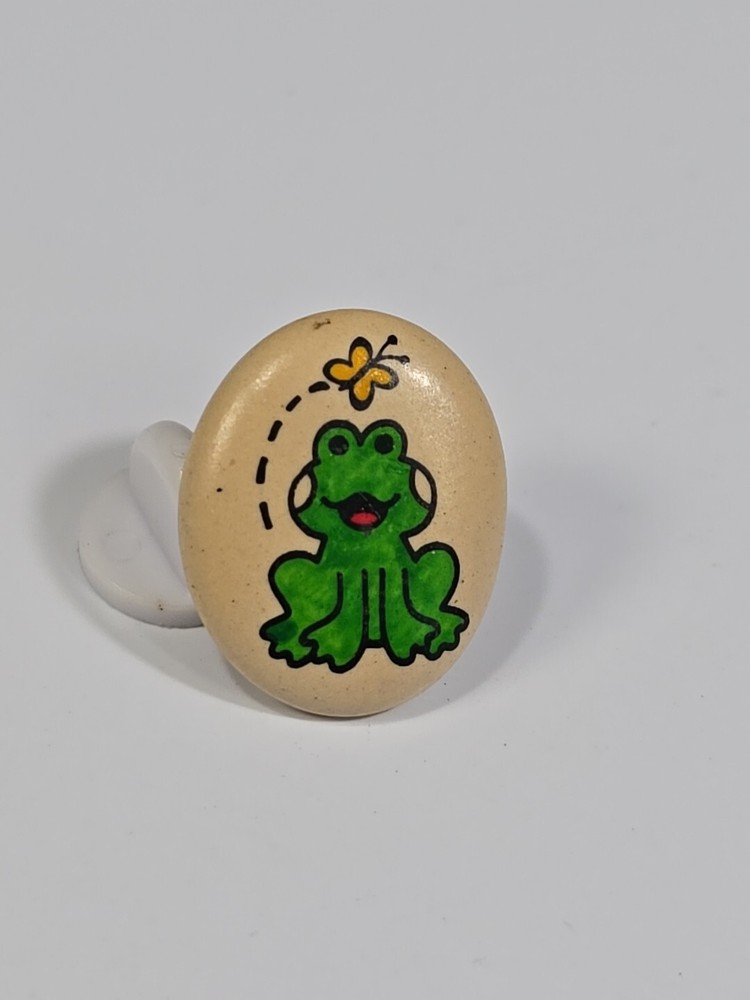 Frog & Butterfly Lapel Pin Ceramic Hand Painted