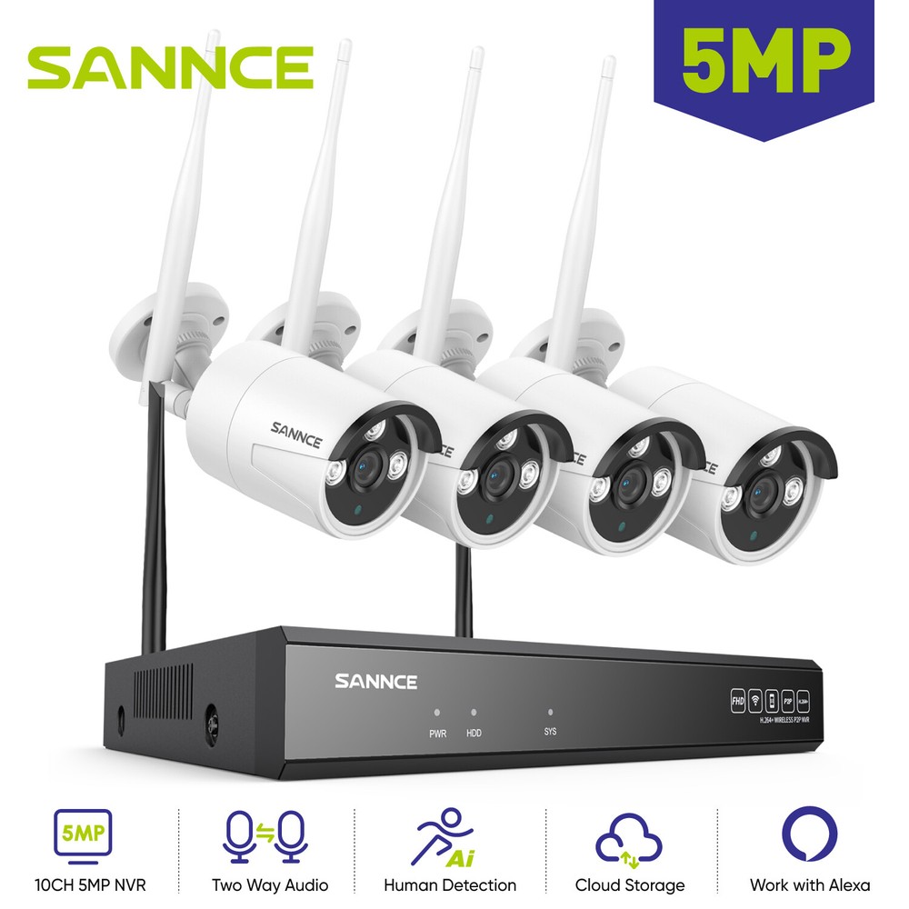 SANNCE 5MP Wireless Security Camera System 8CH NVR Two Way Audio Human Detection