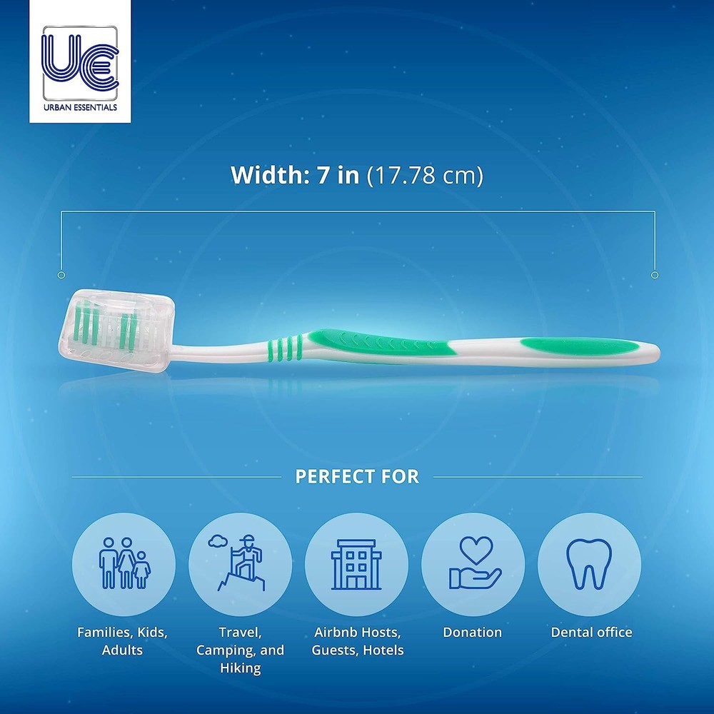 25 Pack Wholesale Toothbrush Individually Wrapped Classic Medium Soft With Cap