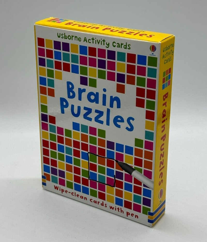 USBORNE Activity Cards: BRAIN PUZZLES w/ Wipe Clean Pen 2011 -QUICK AUS DISPATCH