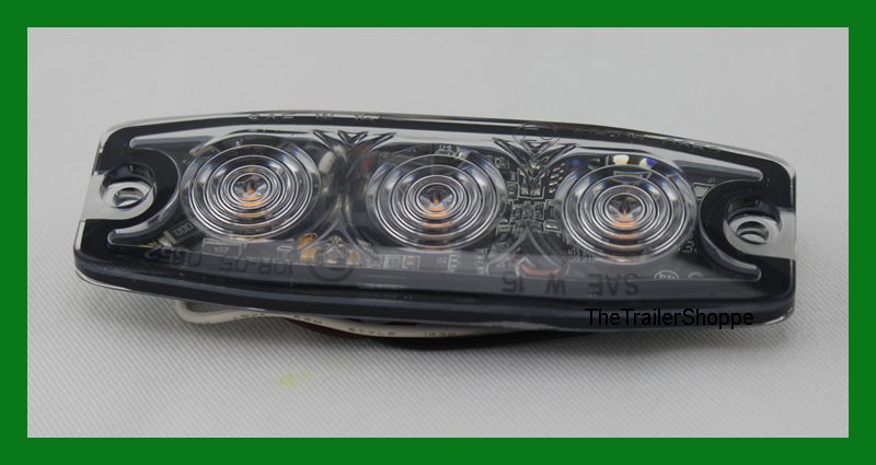 High Power 3 LED 1/4" Super Thin Amber Clear Lens Strobe Warning Surface Mount