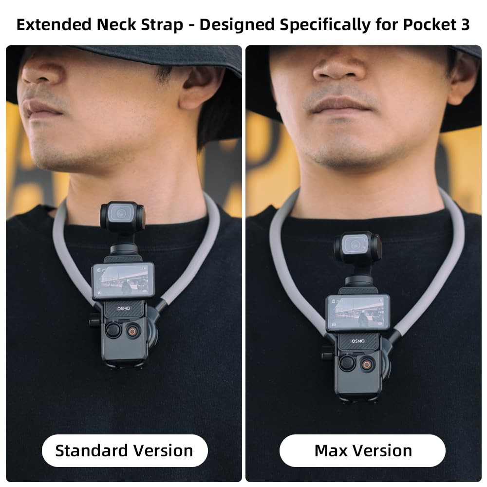 SUREWO Pocket 3 Magnetic Neck Mount,Extended Version Quick Release Black