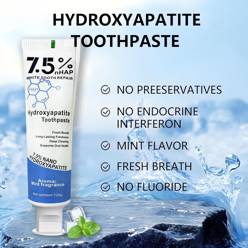 7.5% Hydroxyapatite Toothpaste for Advanced Enamel Protection, Appropriate for S