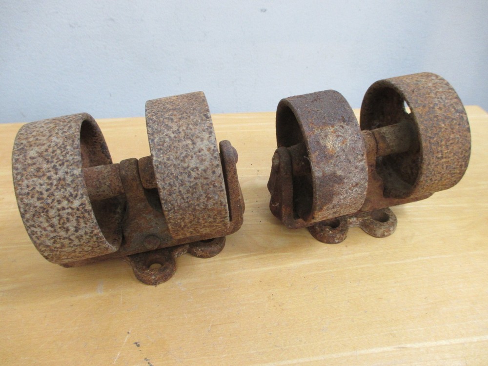 2 Cast Iron Hercules Double 3” Casters *Rusty* 2A