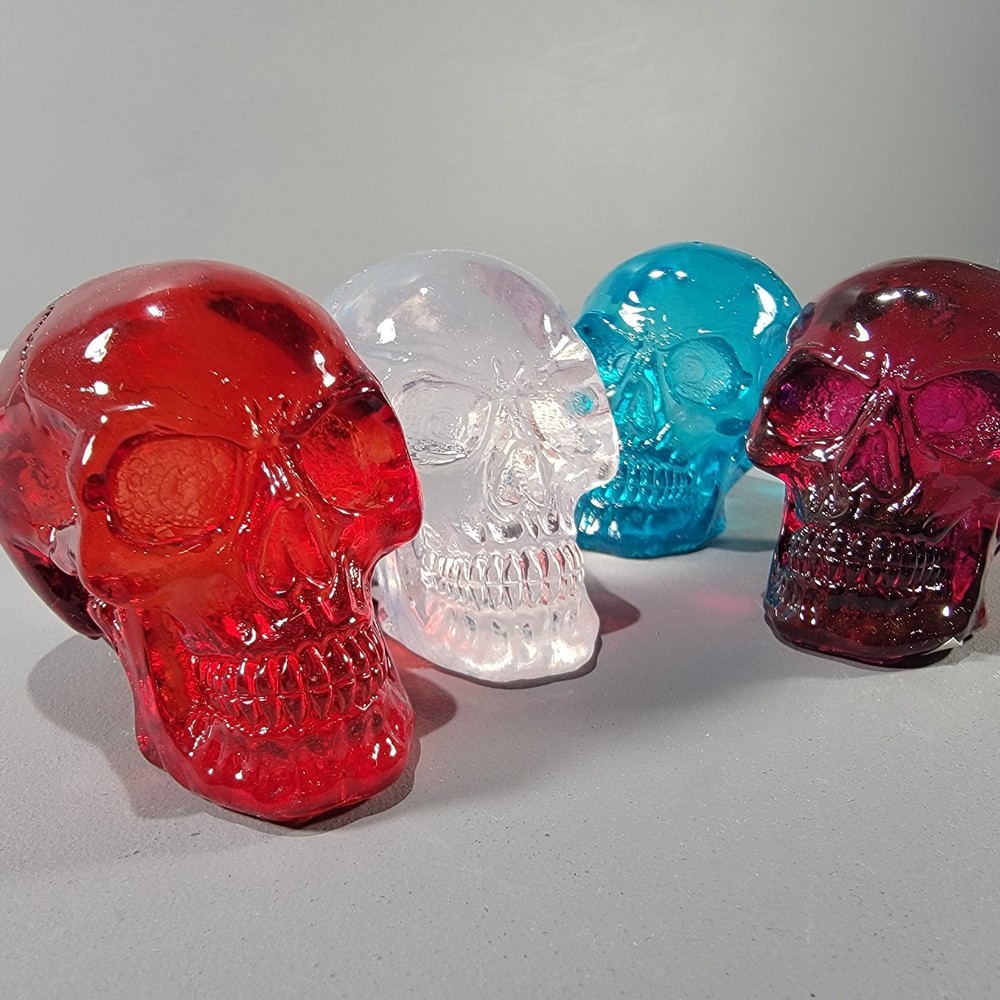 4 Piece Mini Translucent Resin Skull Set