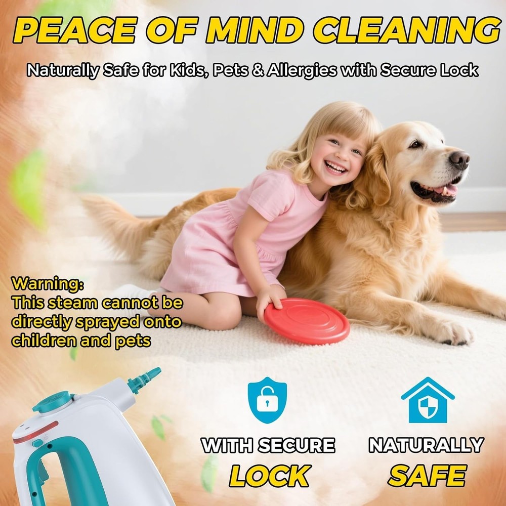 Lightweight Handheld Steamer with Lockable Steam Control & 30 Min Continuous Use