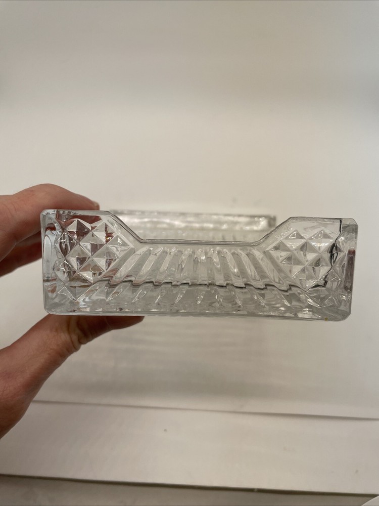 VTG Crystal Rectangular Cigar/Cigarette Box/Ashtray/Dish Hollywood Regency