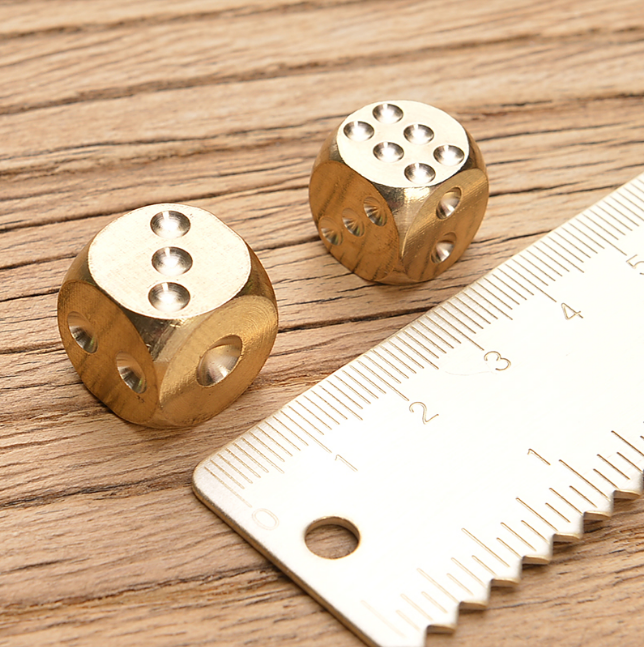 6pcs Solid Brass Dice Toy 15mm Six Sided Square Metal Dice Board Game Math