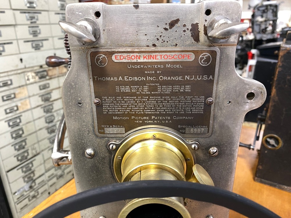 Edison Projecting Kinetoscope 35mm Projector Head with Crank Operational!