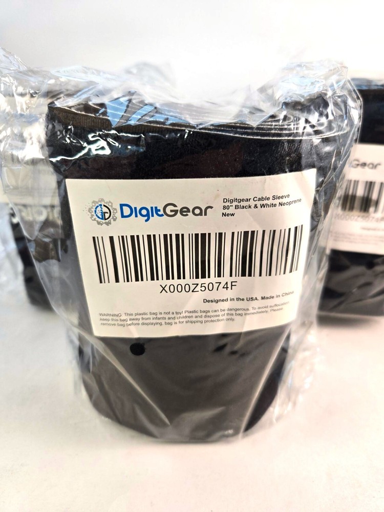 3 DigitGear 80" Black White Cable Wire Management Reversible Sleeve