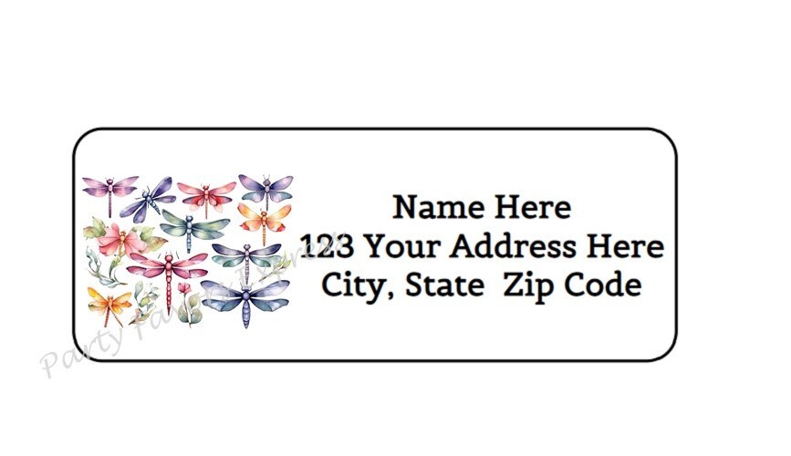 30 DRAGONFLIES PERSONALIZED RETURN ADDRESS LABELS 1 in X 2.625 in