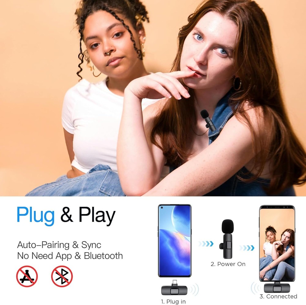 Lavalier Microphone Wireless Audio Video Recording Mini Mic For Android / iPhone