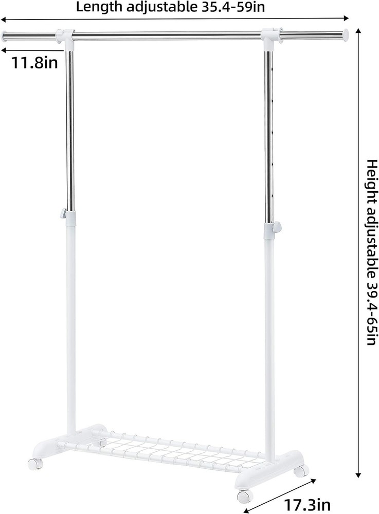 Space-Saving Heavy Duty Clothing Rack with Wire Shelf - Easy Assembly & Mobility