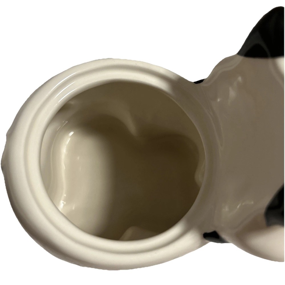 Ceramic Cat Planter Black And White 6 Inches Tall