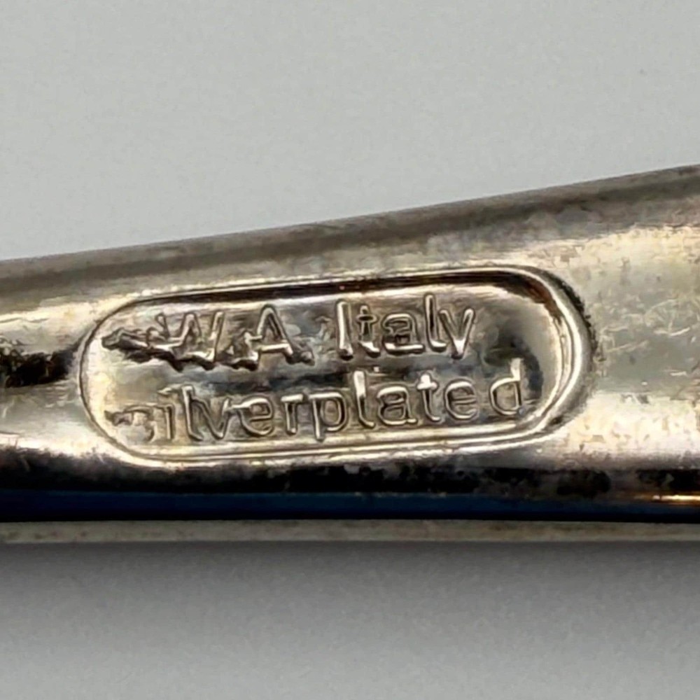 Vintage Italian Silverplated Serving Spoon Fork Fancy Engraved Handle Elegant