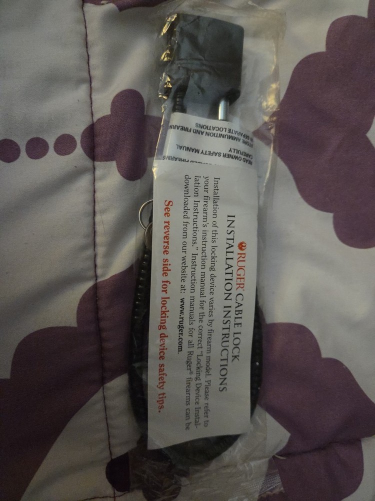 Ruger Firearms Black 7" Cable Gun Lock with 2 Keys & Instructions NEW