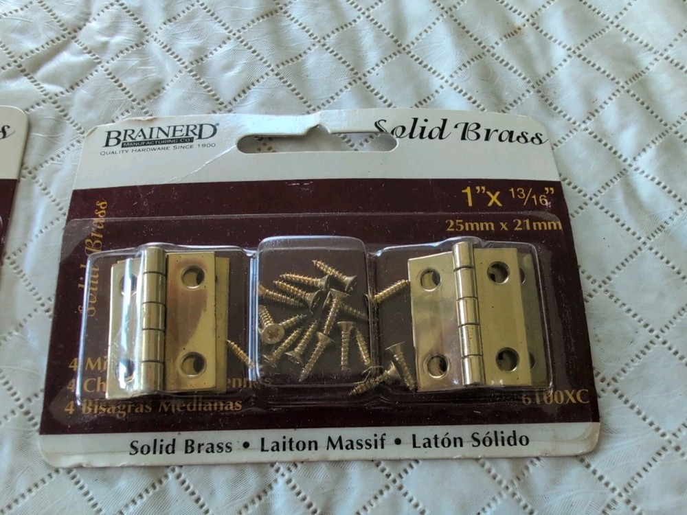Brainerd's Solid Brass Hinges, 4 Brand New, Unopened Packages Assorted Sizes