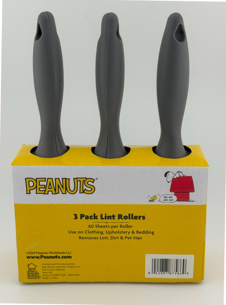 New Peanuts Snoopy 3 Pack Lint Rollers – 60 Sheets Each – Pet Hair Remover