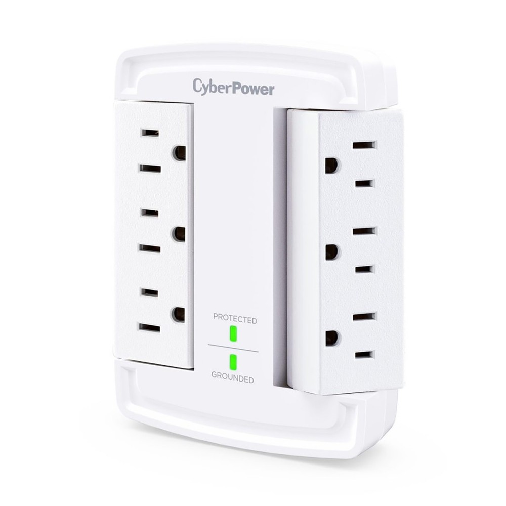 CyberPower CSB6WS 6-Outlet Essential Wall-Tap Surge Protector, White
