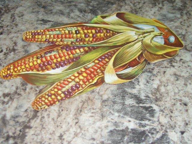 Vintage Indian Corn Single Sided Die Cut Thanksgiving decoration NICE