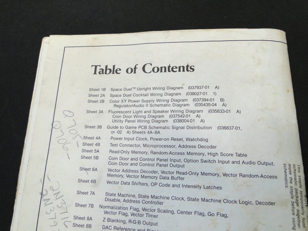 Vintage 1982 Atari: Space Duel Arcade Operation, Maintenance and Service Manual