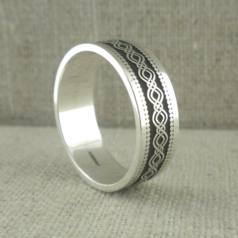 IRISH STERLING SILVER CELTIC KNOT WEDDING RING Oxidized IRISH BORU SIZE 10
