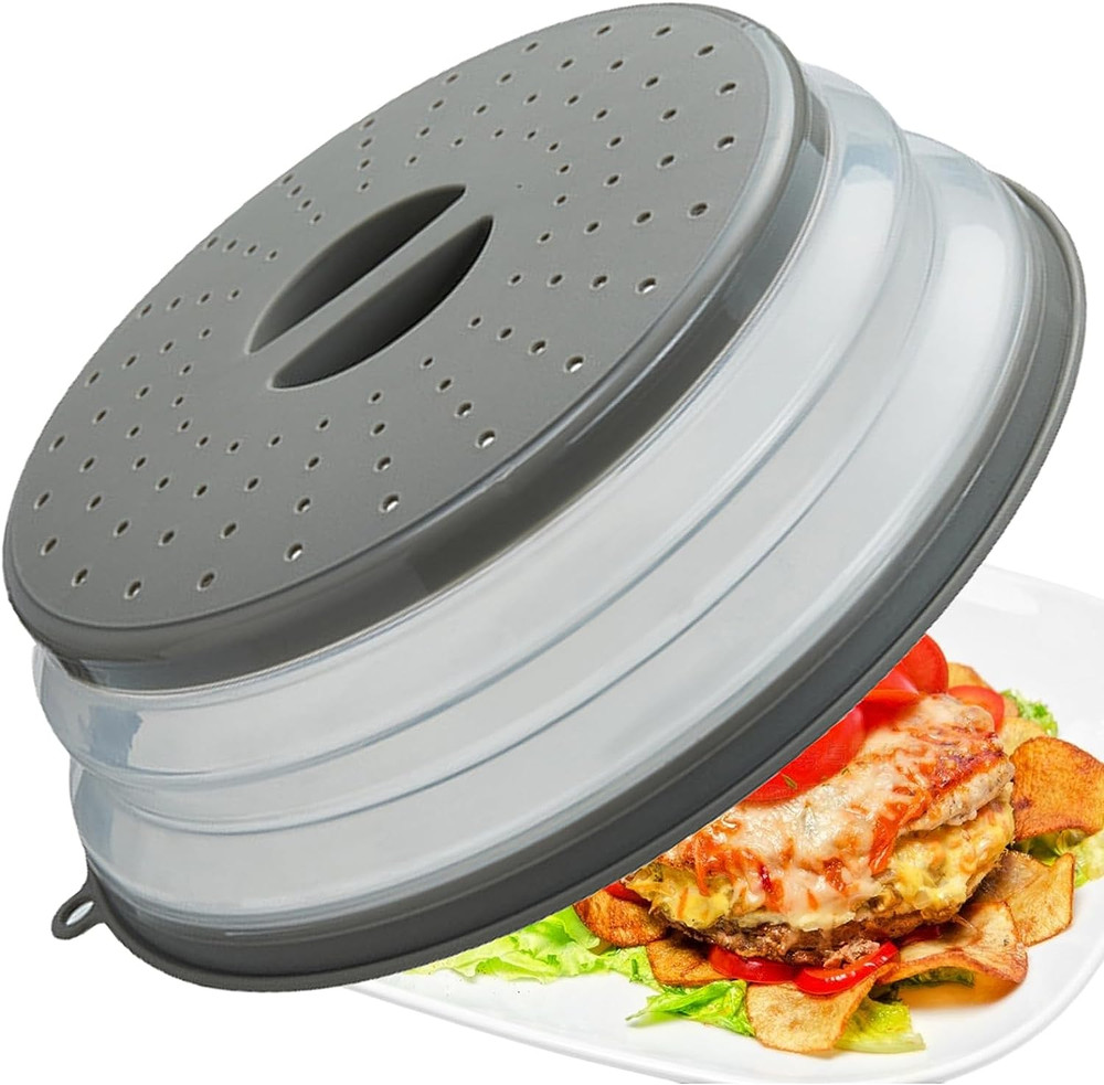 Microwave Splatter Cover & Colander - BPA-Free Silicone & Plastic, 1 Pack