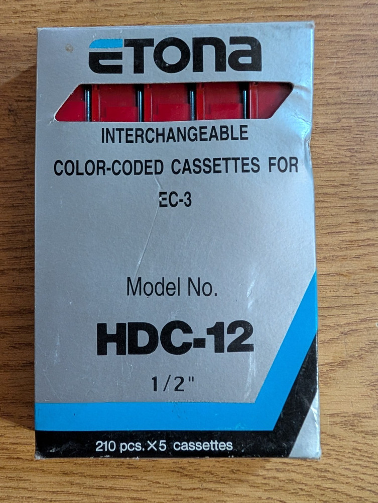 ETONA HDC-12 interchangeable color-coded cassettes  EC-3  1/2" 210pcs x5