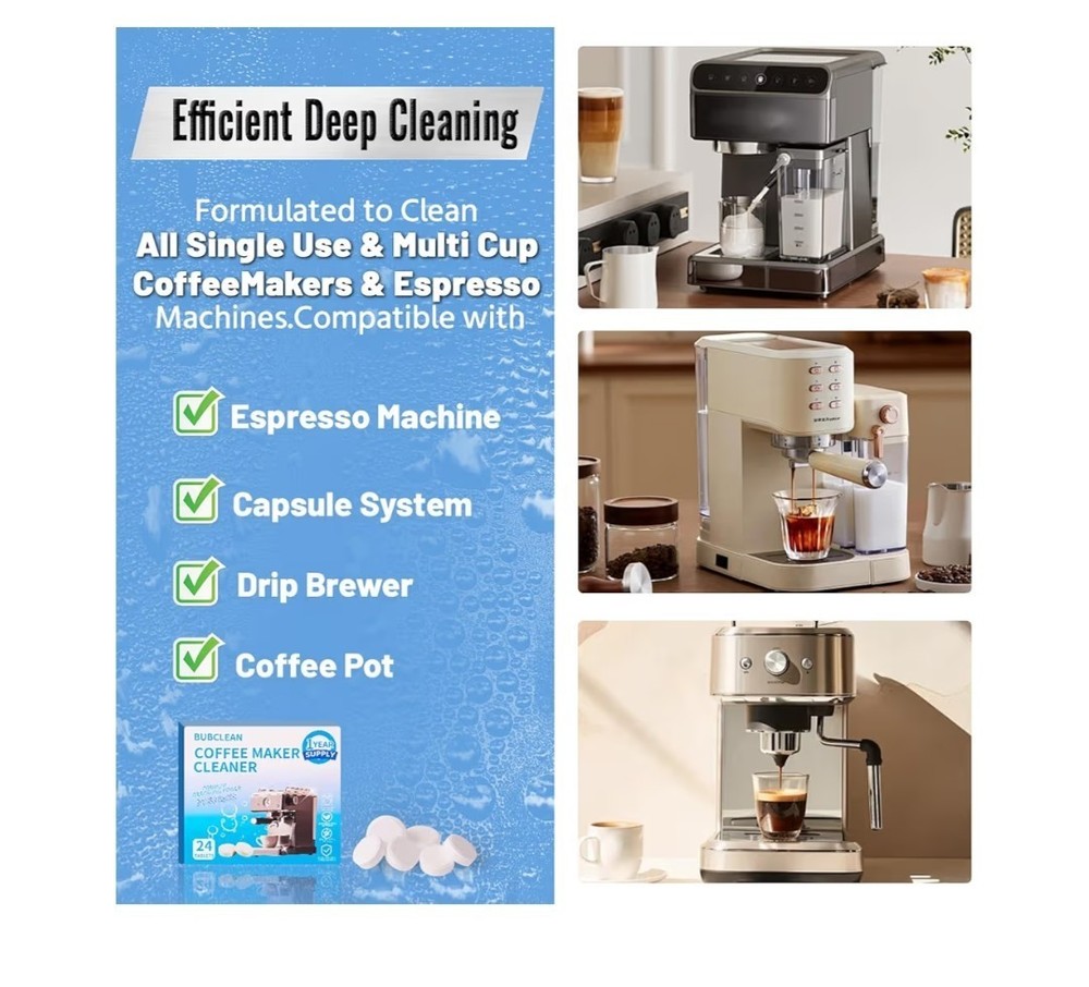 Coffee Maker Cleaner Descaling Tablets 24 Count Espresso Machine Cleaner