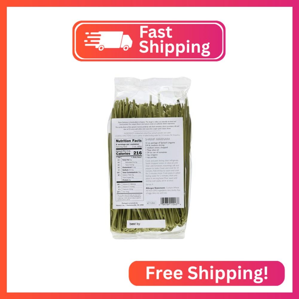 Pasta Deliziosa! Handcrafted Pasta, Spinach Linguine, 12 Ounce