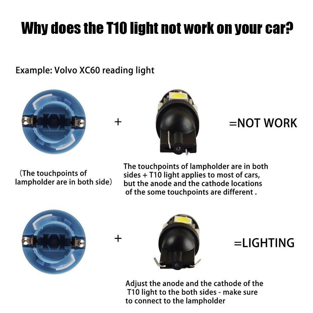 10x For Ford T10 168 194 LED Instrument Panel Cluster Dash Light Kit White Bulbs