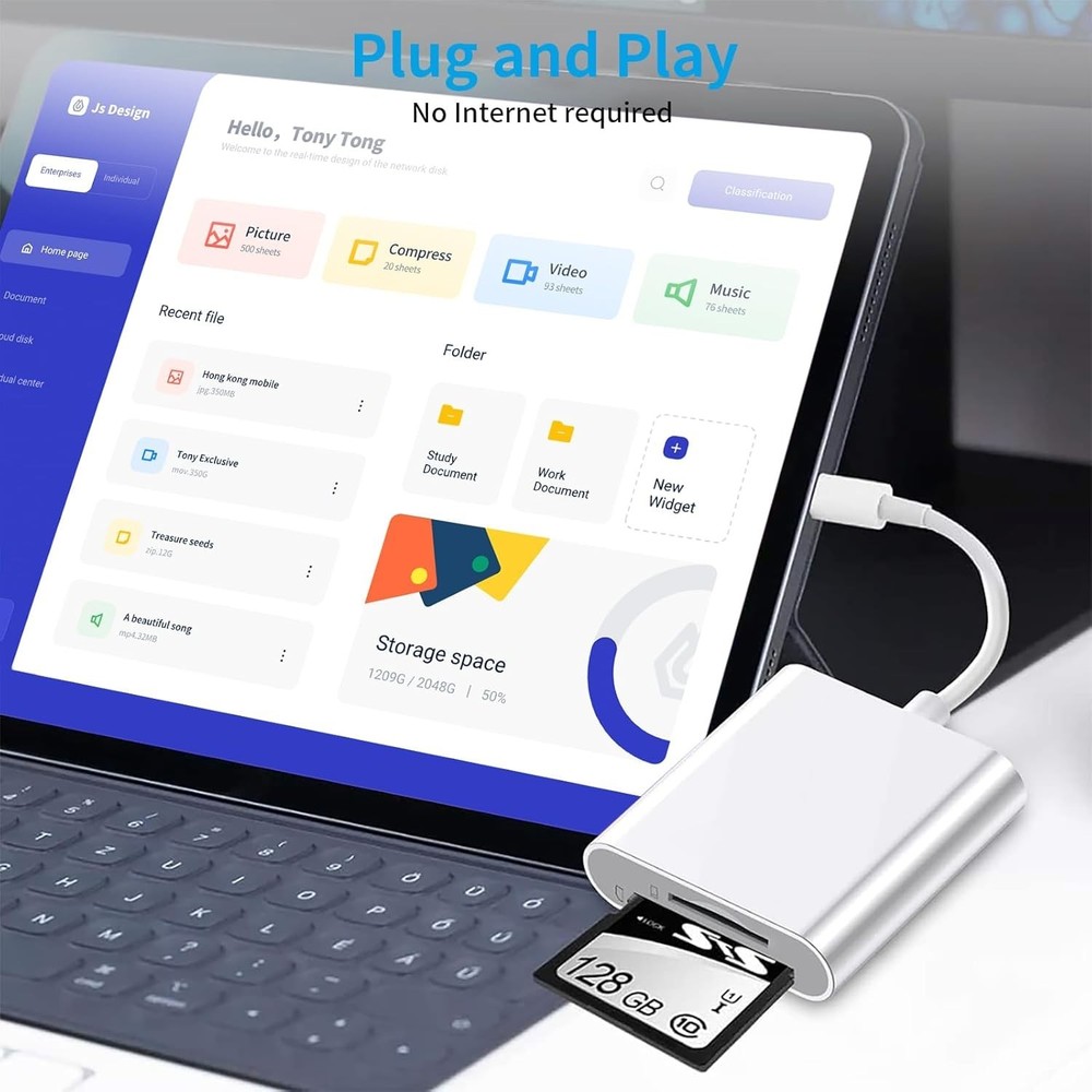 Universal iPhone & iPad SD Card Reader - Fast Two-Way Transfer and Easy Setup