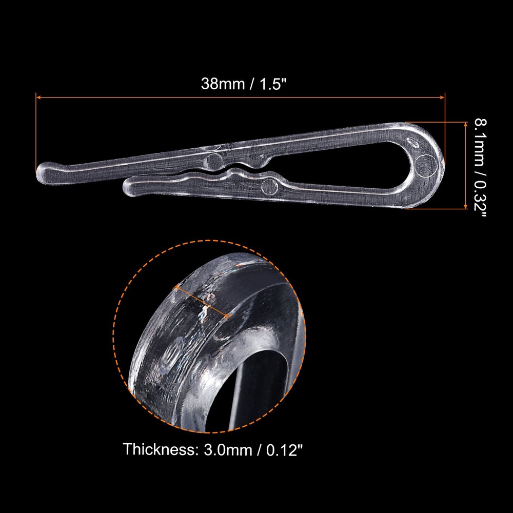 500pcs Durable Plastic Alligator Clip, 1.5" Clear U Shape with Teeth
