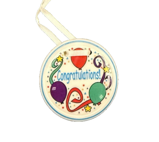 Longaberger Ceramic Tie On Congratulations Balloons Confetti #33685