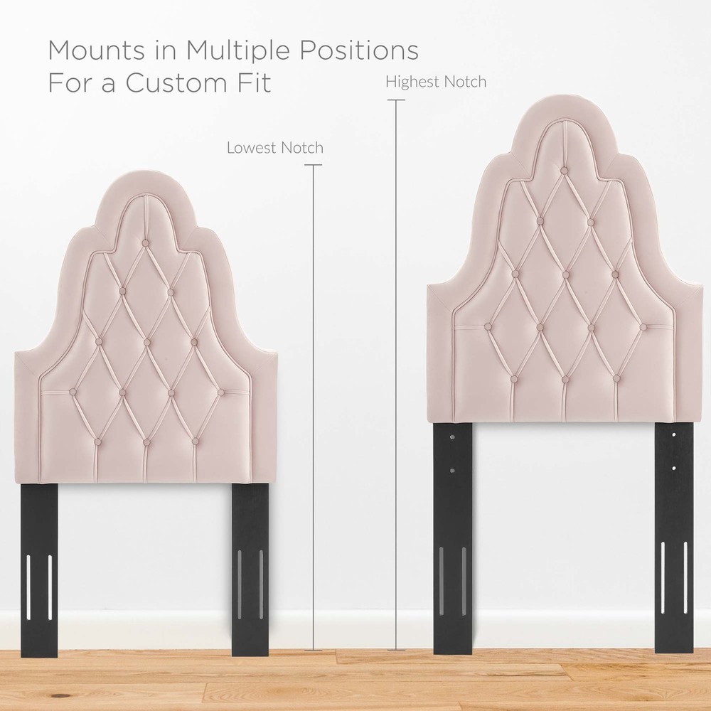 Modway Augustine Tufted Performance Velvet Twin Headboard in Pink