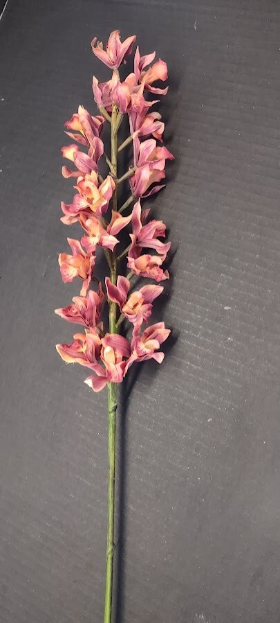 Artificial Cymbidium Orchid stem RUST MAUVE