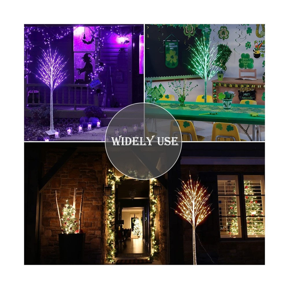 7Ft Birch Tree with LED lights Color Changing Lighted Birch Tree Outdoor, Rem...