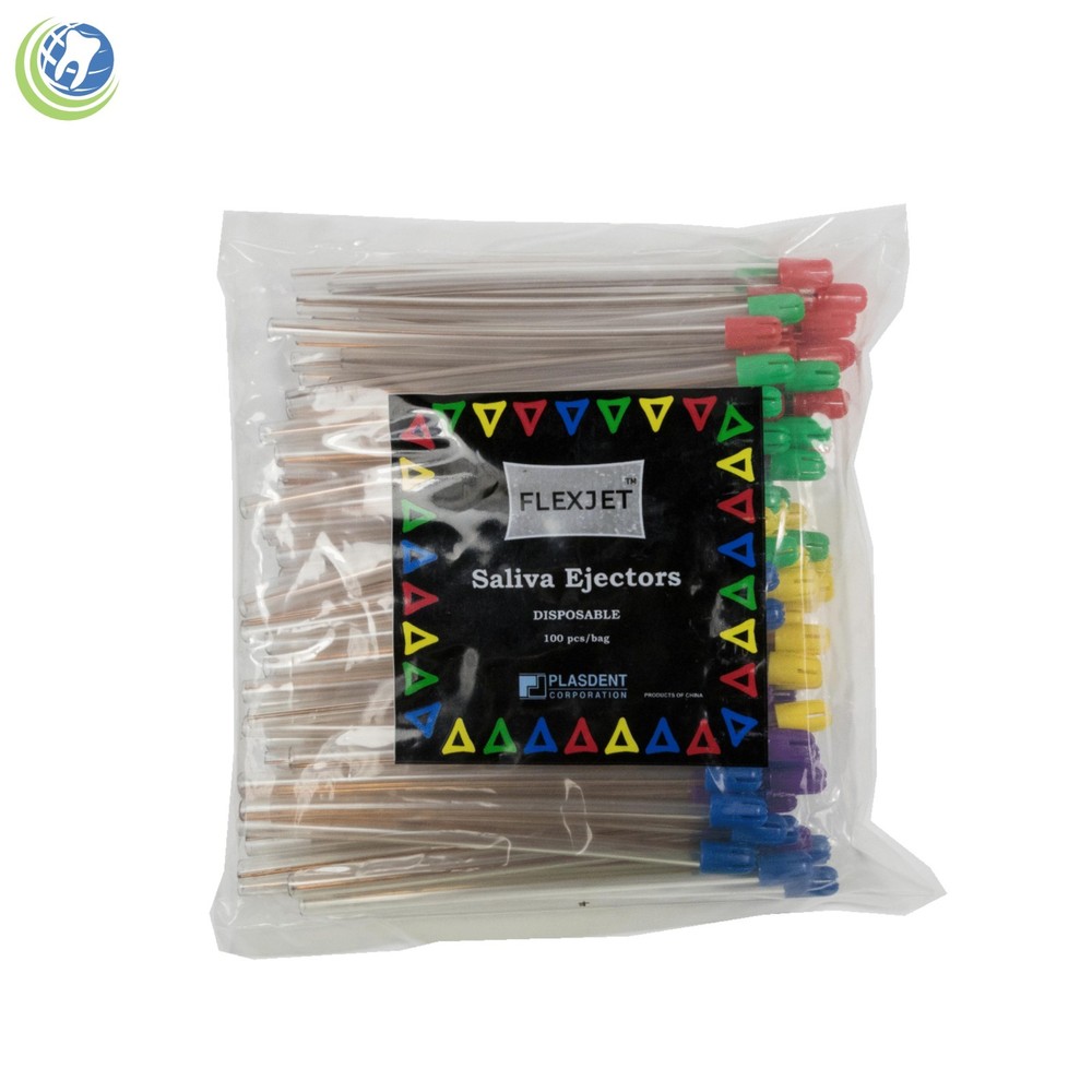 Dental Disposable Saliva Suction Ejectors Clear Assorted Tips Bendable 6" 100pc