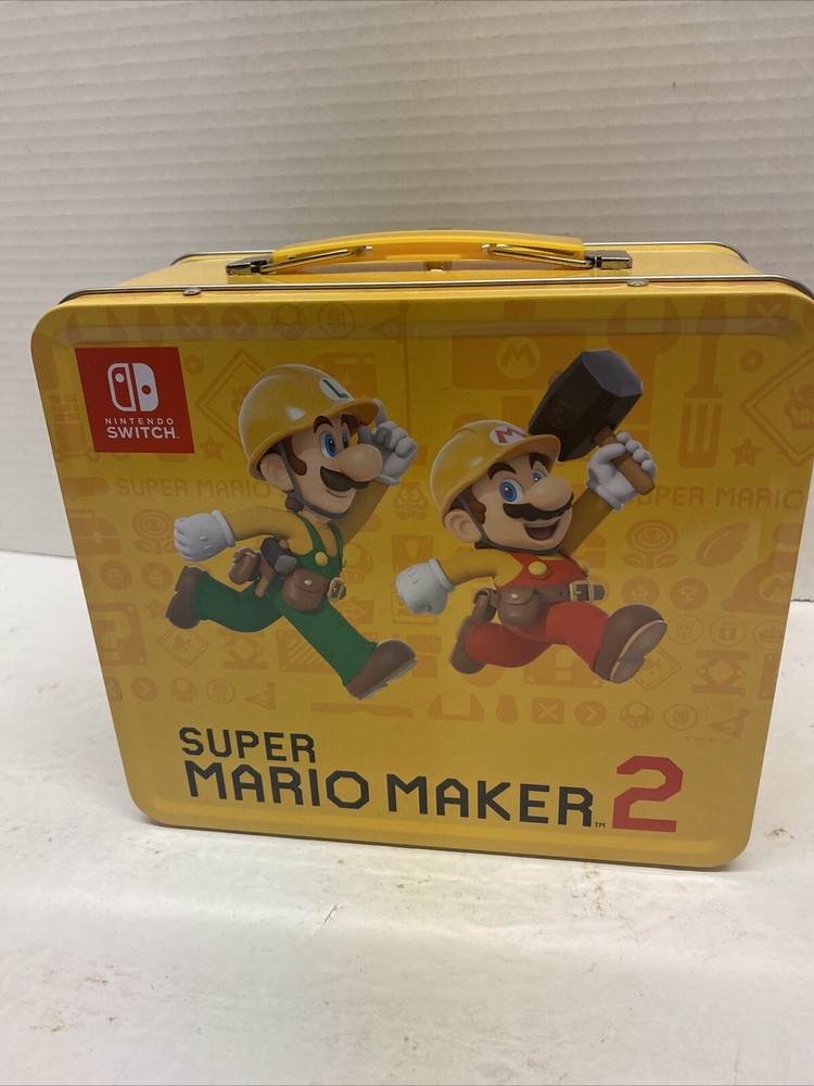 Super Mario Maker 2 Yellow Metal Lunch box Nintendo Switch Used