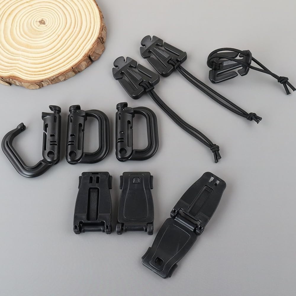 30PCS Tactical MOLLE Attachment Kit for Backpack D-Ring Web Dominator Gear Hook