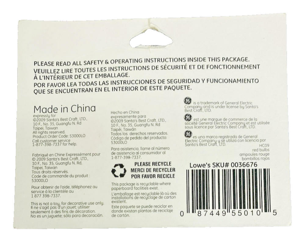 2.5 volt GE Christmas Light Bulbs Red Mini for 50 100 150 Light String A Long 2