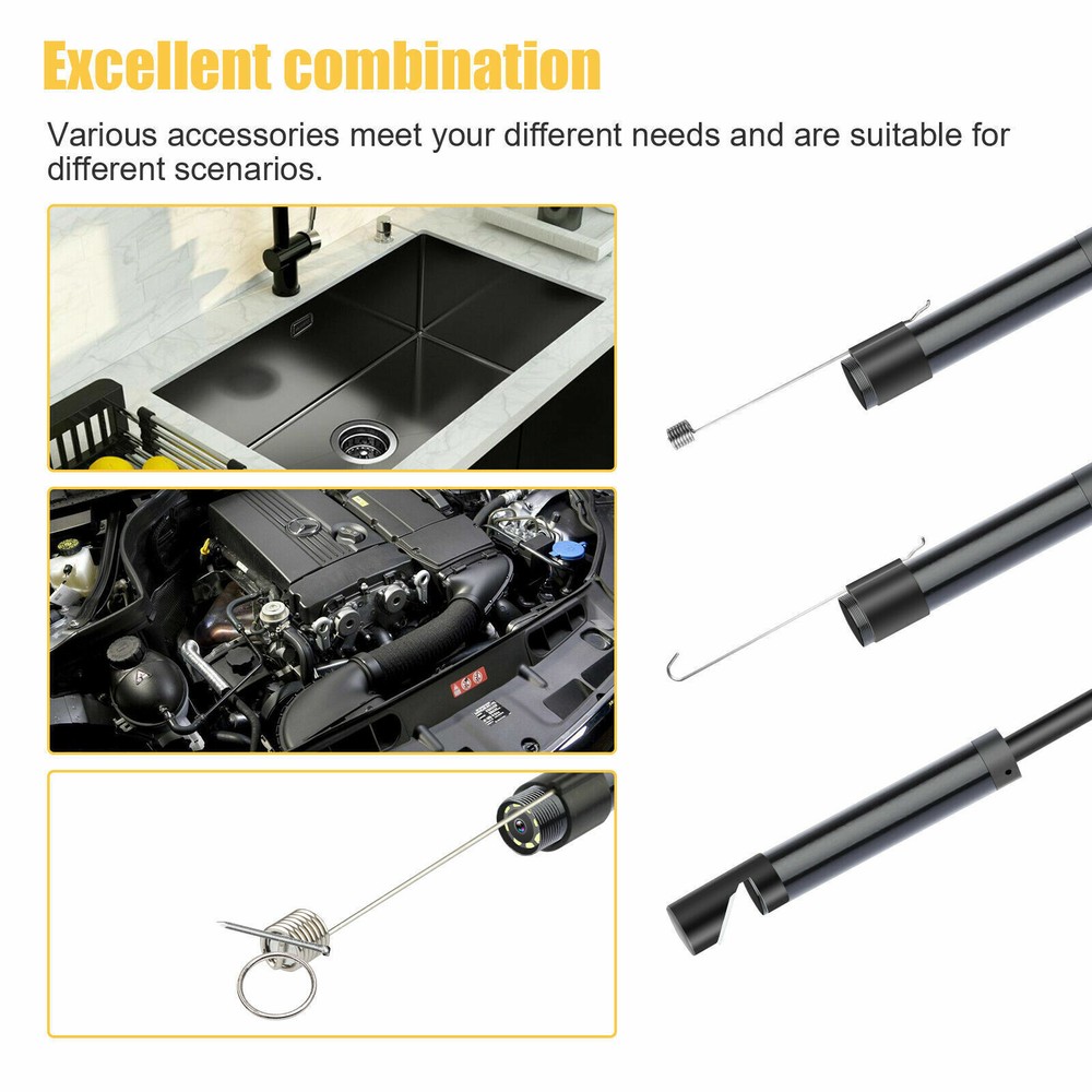 2M Snake Endoscope Borescope 7mm Inspection USB Type-C Camera Scope For Android