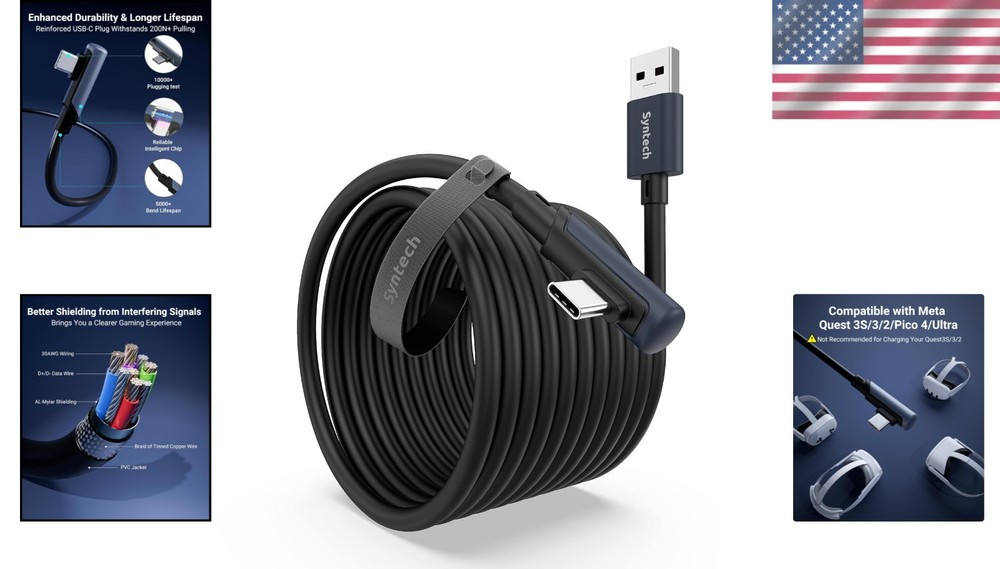 20FT High-Speed VR Link Cable for Meta Quest/Pico - Fast Data Transfer USB 3.0