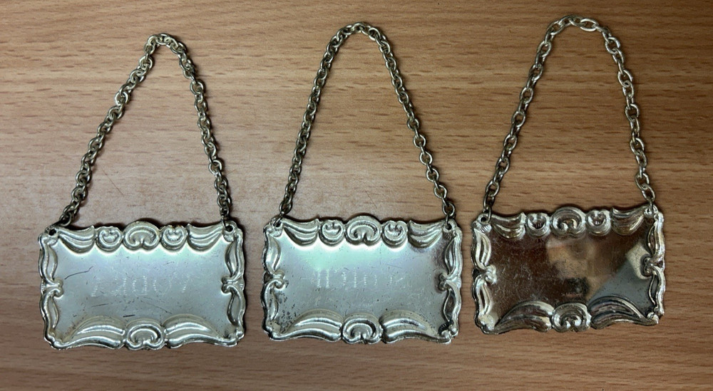 Metal Decanter Tags Vodka Scotch Sherry