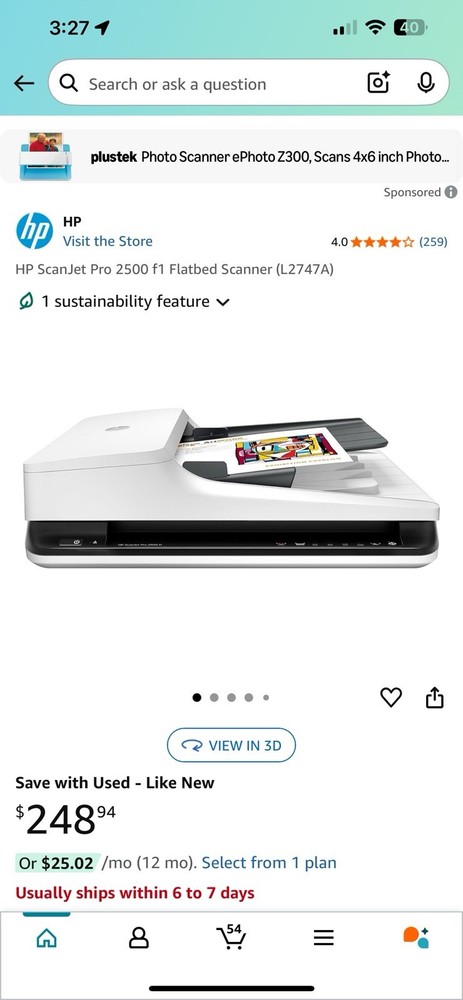 HP ScanJet Pro 2500 F1 Flatbed Scanner - White