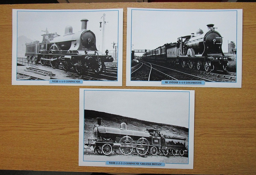 THREE VINTAGE 9.8"x 6.7" BRITISH RAILWAY PRINTS FULL DESCRIPTONS ON BACKS