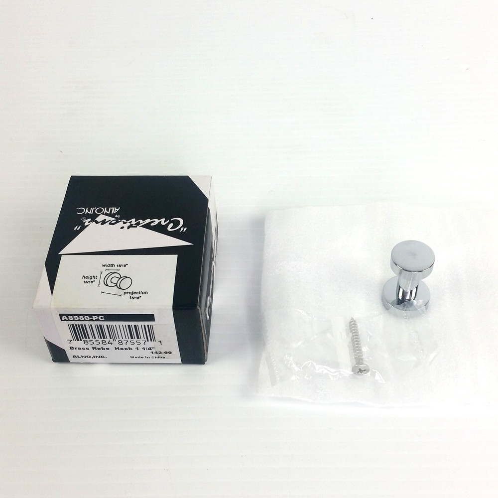 Alno A8980-PC Euro Bath 1.25" Robe Hook Polished Chrome 1 1/4"